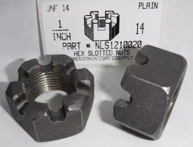 1"-14 Hex Slotted Nuts Steel Plain (2)