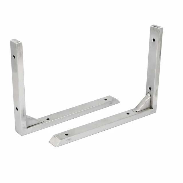 20cmx15cmx2cm Stainless Steel Right Angle Shelf Brackets Silver Tone 2pcs