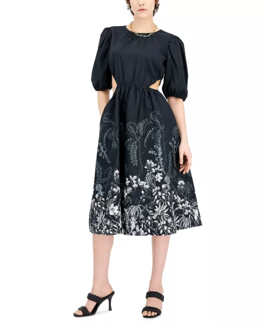 MSRP $100 International Concepts Womens Cutout Printed Dress Black Size Large