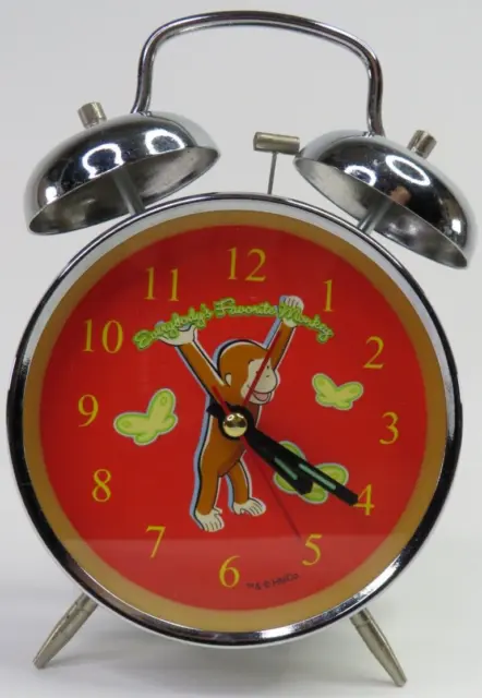 Curious George Alarm Clock Vintage 1990s Twin Bells Battery Operated HMCo VTG 90