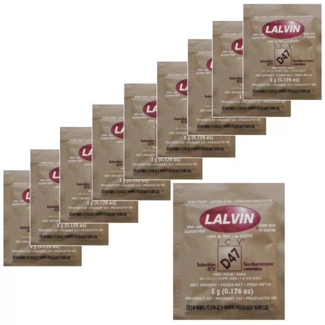 10 vini bianchi lievitati e arrossati Lalvin D47 5 g vini fatti in casa 4,5 L-23 L