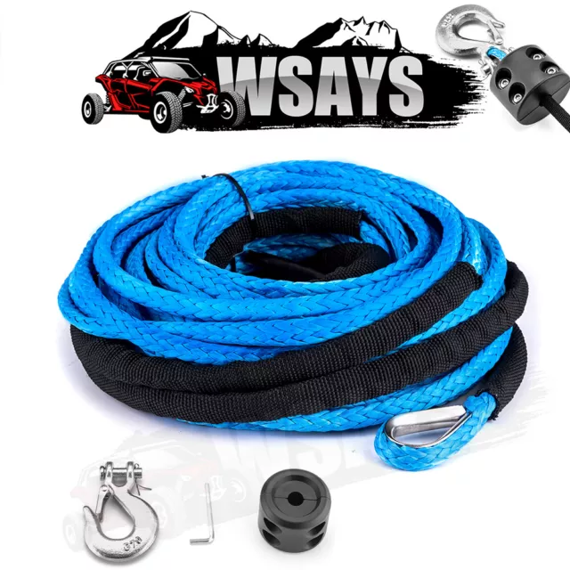 3/16" x 50' 7000LBS Synthetic Rope Winch Cable Hook Stopper For ATV UTV Polaris
