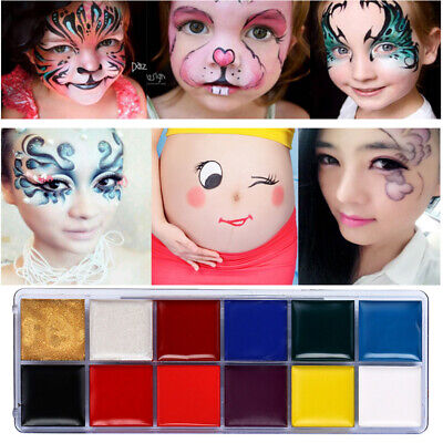 12 Colores Cuerpo Pintado al Óleo Color Drama Payaso Halloween Maquillaje Maquillaje Kits de Artista
