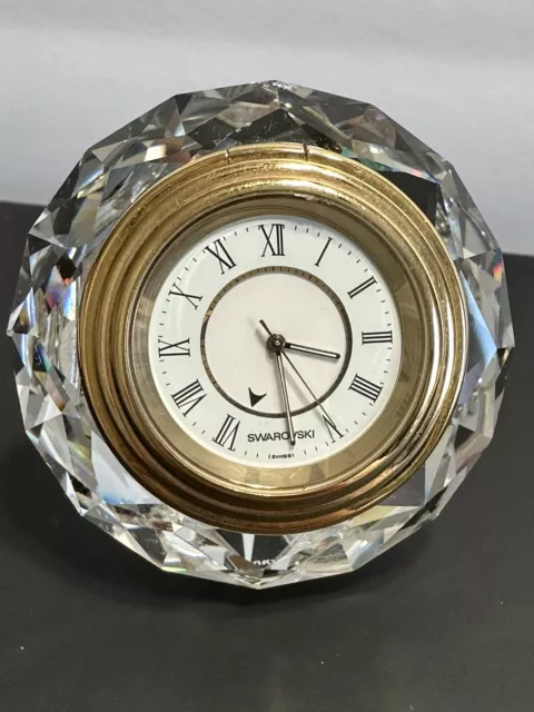 Swarovski Napoleon Desk CLOCK Crystal Gold 1987-1992 Very Rare