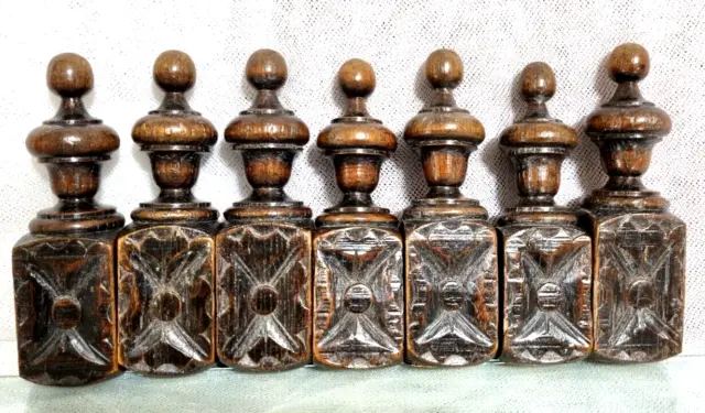 7 Victorian rosette carving post finial Antique french architectural salvage 5"9