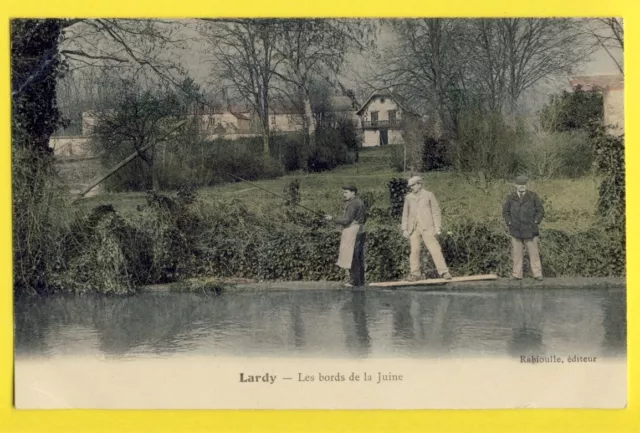 cpa FRANCE 91 - LARDY (Essonne) Les Bords de la JUINE Pêcheur