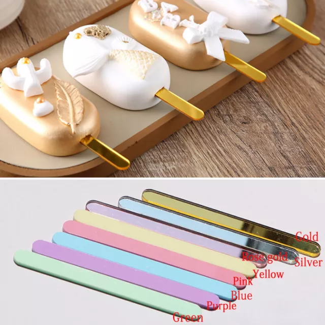10pcs Acrylic Craft Sticks Paddle Pop Popsicle Coffee Stirrers Ice Cream Stick