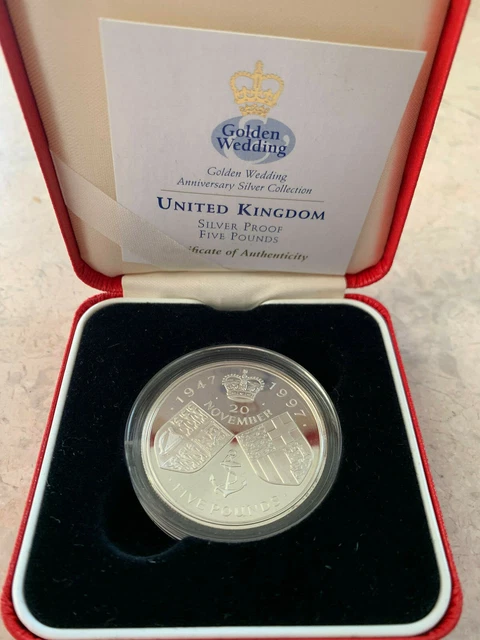 1947-1997 United Kingdom 5 Pounds Silver Proof Coin