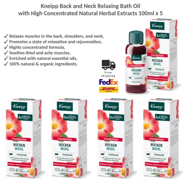 Kneipp Back and Neck Relaxing Bath Oil with Devil's Claw Extract 5x100ml