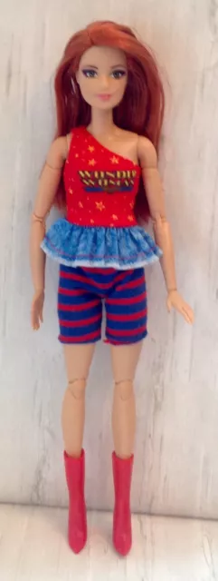 Barbie Doll Summer Clothes WW Peplum Top Vintage Stripe Shorts Red Boots