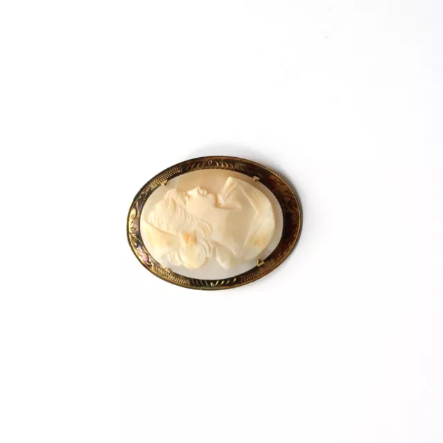 Antique Carved Shell Cameo in Rolled Gold