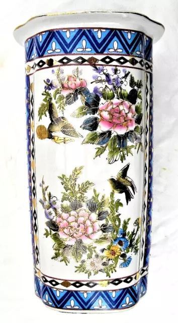 Zhong Guo Zhi Zao Chinesische Porzellan Vase Bodenvase goldene Details 31 cm