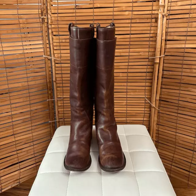 Frye Womens Layered Leather Pull-On Paige Tall Riding Boots Cognac Size 7.5 3