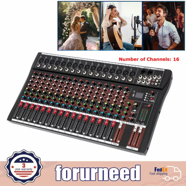 16 Channel Studio Audio Mixer Bluetooth USB Digital Sound Mixing Console Board