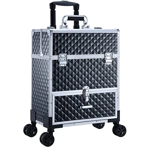 Professional Rolling Makeup Case for Makeup Artists Multi-functional Black