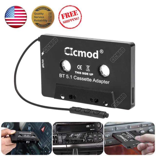 Bluetooth 5.1 Audio AUX Car Cassette Tape Adapter For iPhone iPod MP3 Android