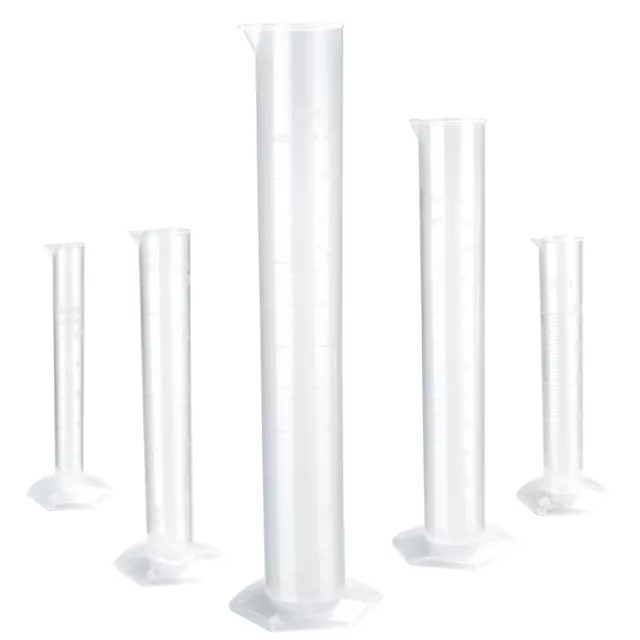 5 Pcs 250ml Graduated Cylinder Measuring Flask Glass Test Tubes