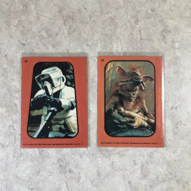 1983 STAR WARS Scout Trooper Return of the Jedi - Topps Sticker Card #33 & 23