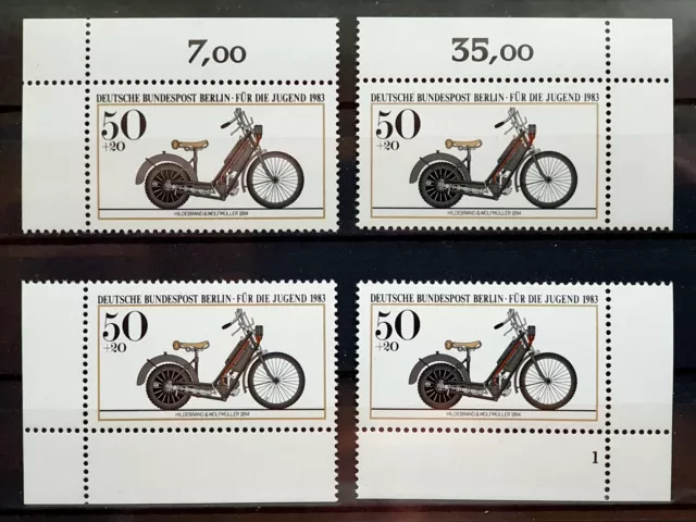 Berlin 1983 ** 4x Mi 694 Jugend 50Pf Motorräder jede Ecke Formnummer 1 Fn1 01945