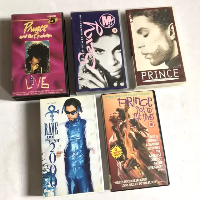 PRINCE 5 x VHS Cassette Tapes / Music videos Bundle