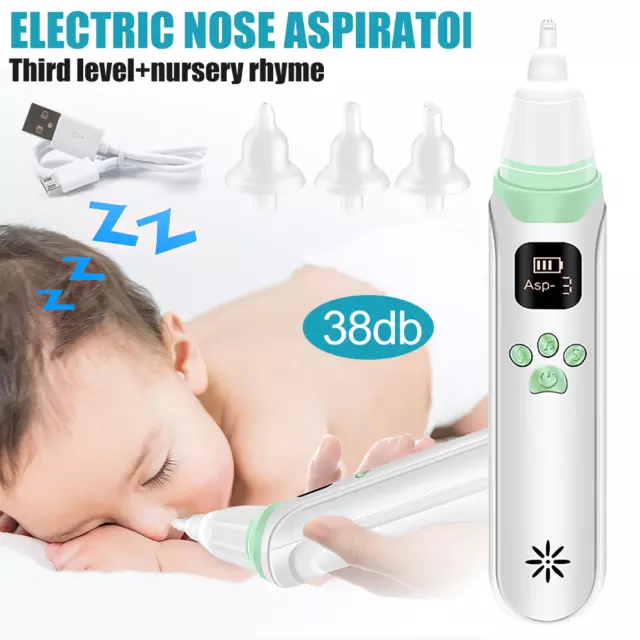 Nasal Aspirator Baby Electric Baby Nose Sucker 3 Suction Nozzles Built-in Music