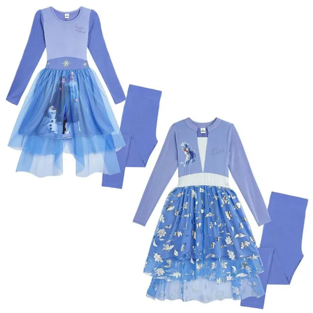 Girls Disney Princess Frozen 2 Elsa Anna Olaf Fancy Dress Up Costume Outfit