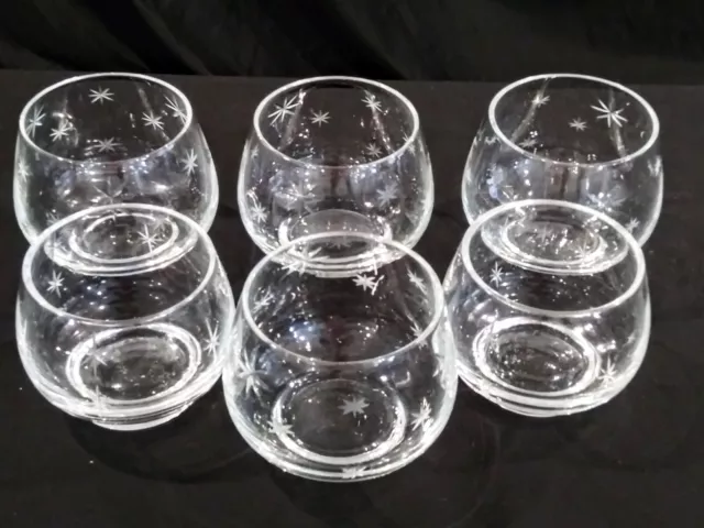 MCM ATOMIC STAR Punch Bowl Cups Set of 6 GLASSES EAPG