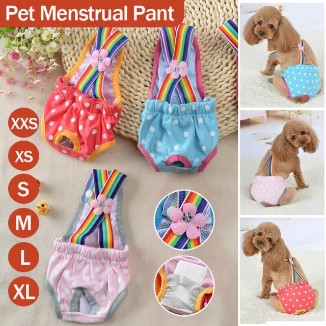 Female Pet Dog Cat Puppy Pant Menstrual Sanitary Nappy Diaper Wrap Underwear AU