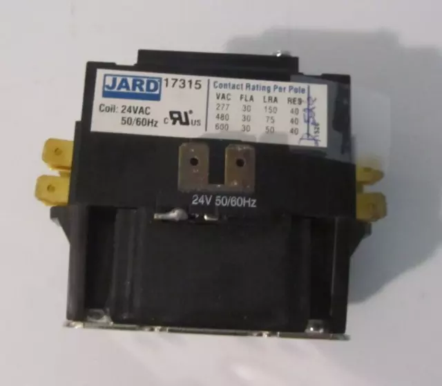 D526 JARD 17315 Definite Purpose Contactor 30 Amp 1 ½ Pole 24 Vac Coil