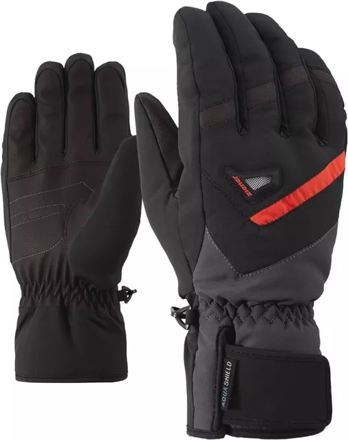 Ziener Men's GARY AS Alpine Ski Gloves, Waterproof, Breathable, Black Size 9.5 