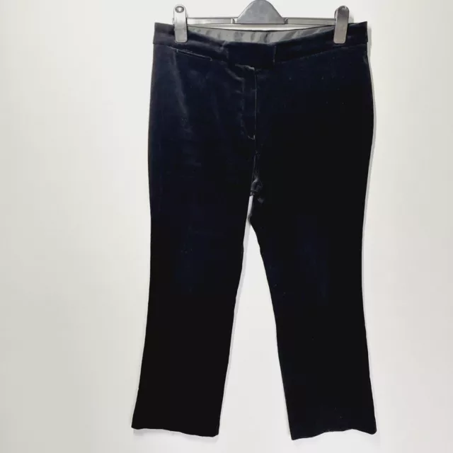 M&S St Michael Vintage Hose Größe 18 S schwarz Samt gerades Bein Vordertasche