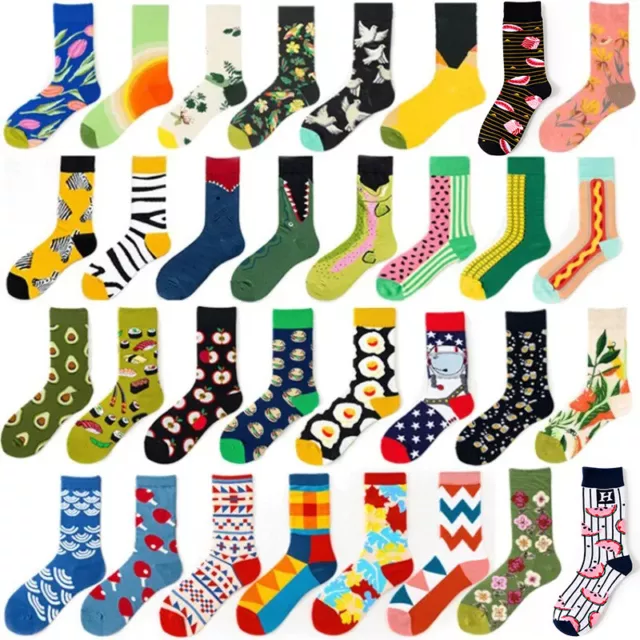 Mens Cotton Socks Novelty Colourful Cartoon Animal Funny Casual Dress Socks 8-13