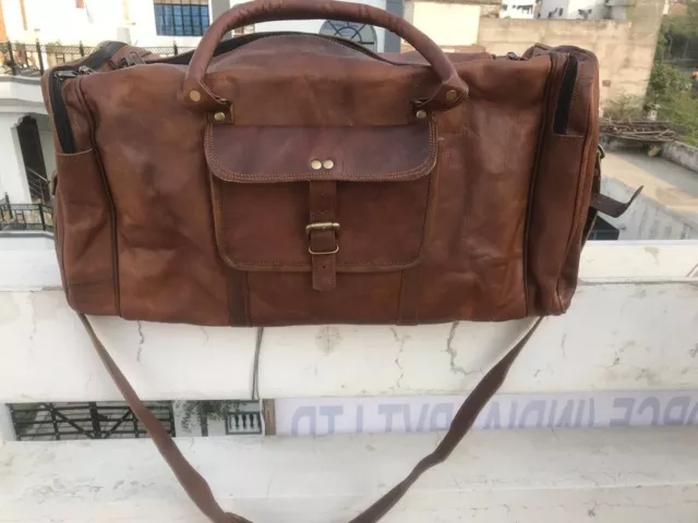 Bolso de Cuero Hombre Viaje Equipaje Gimnasio S Vintage Genuino Fin Semana