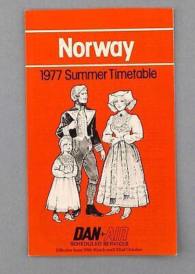 Dan Air Norway Airline Timetable Summer 1977