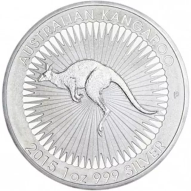 1 Oz 9999 Fine Silver Perth Mint 2015 Australian Kangaroo Bullion Coin New Pouch