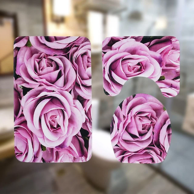 3 in 1 Druckmuster Badezimmer-Matte Set rutschfeste Waschraum Teppich Kontur Mat