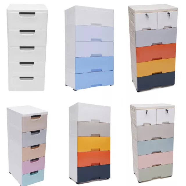 5-Tier Plastic 5 Drawers Dresser Storage Cabinet Bedroom Chest Closet Organizer