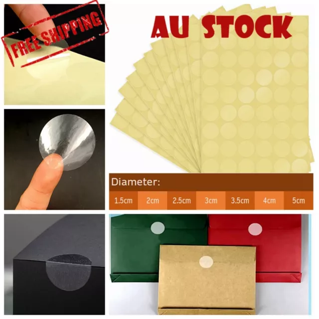 Clear Round Transparent Stickers Circle Adhesive Sticky Dot Tape Labels Seal AU