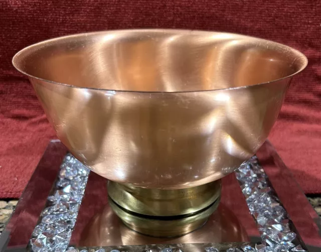 Vintage Gregorian Copper & Brass Footed Bowl 6 3/4" Wide Made in USA