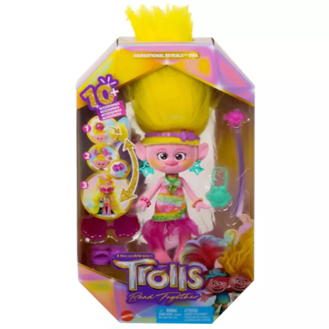 DreamWorks Trolls Band Together Fashion Doll & 10+ Accessories Hairsational Viva