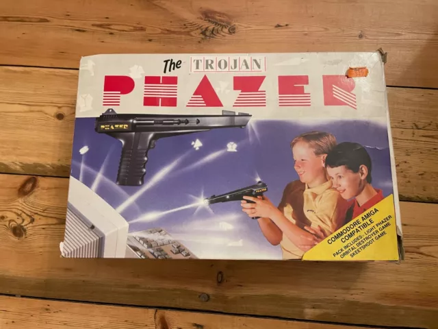 RARE The Trojan Phazer Light Gun for Commodore Amiga. Boxed with games. Working