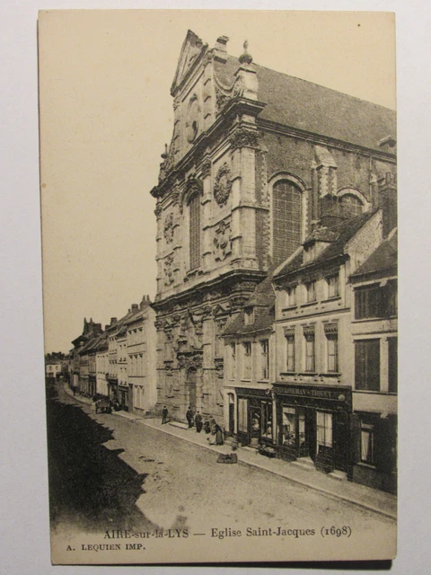 10C19 Carte Postale Cpa 62 - Aire Sur La Lys - Eglise Saint Jacques + Commerces