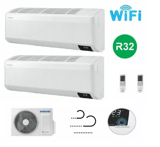 SAMSUNG WIND-FREE Elite Multi 2,5+3,5kW Klimaanlage WiFi R32 Aggregat 5,0kW