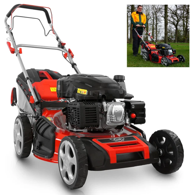 RASENMÄHER BENZIN MIT Antrieb 6 PS 53 cm Schnittbreite Motor Mulcher