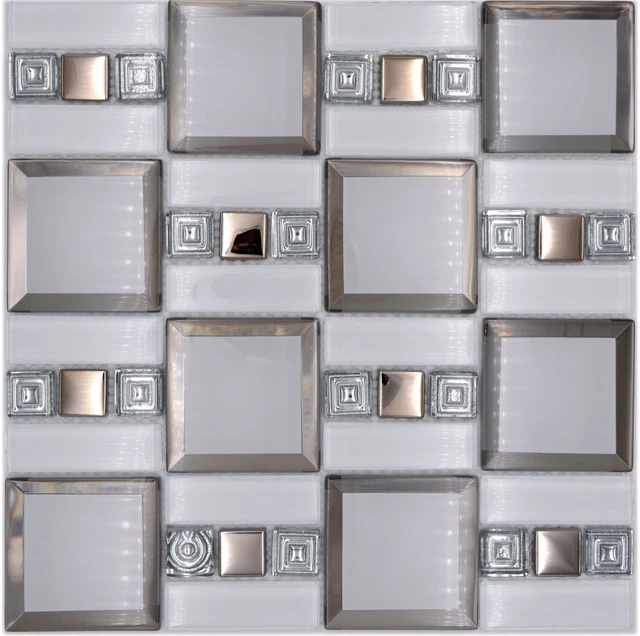 Carrelage Mosaïque Zaide Verre Alu Mix Argent Gris