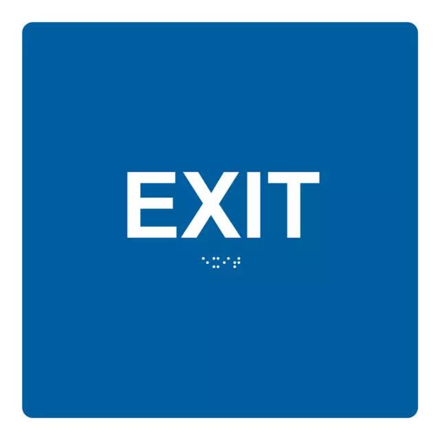 ADA Compliant EXIT Sign with Braille  ,6"x6" , Raised letters and VHB Tape