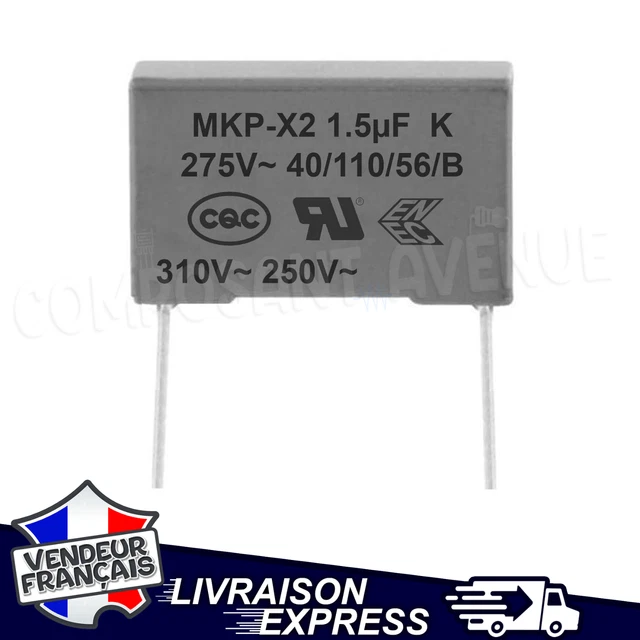 Lotto 2 Condensatori MKP X2 – 1.5µF 275V – 22,5mm – Prodotto In Polonia