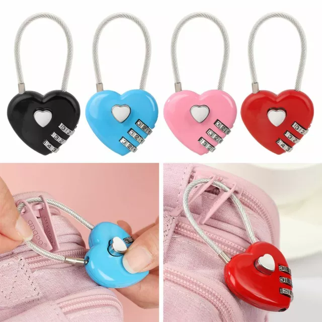 Dial Combination Security Tool Heart Shaped Lock Padlock 3 Digit Password