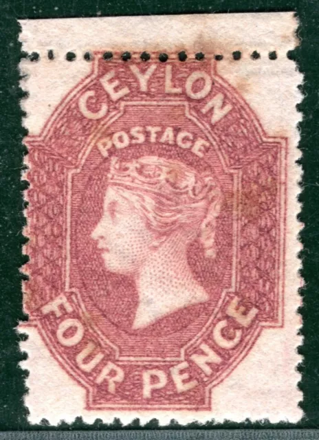 CEYLON QV Classic Stamp SG.21 4d Dull Rose CLEAN-CUT PERF Mint c£2,250- GRBLUE50