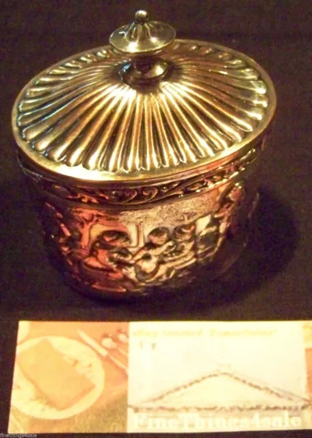 ENGLISH STYLE SILVER ON COPPER OLD TEA CADDY OVAL FORM -family's FineThings4sale